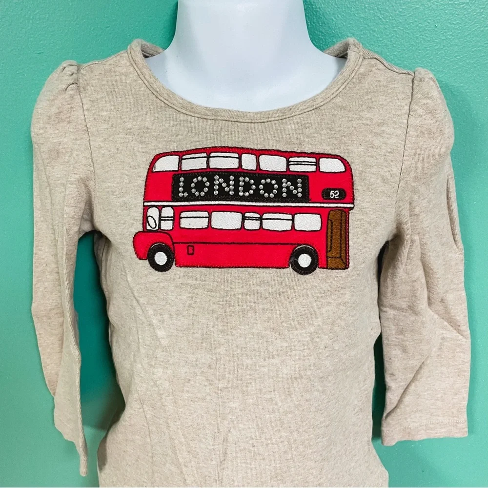 Gymboree Tan & Red London Double Decker Bus Tee & Skirt Outfit Girls Size 3T
